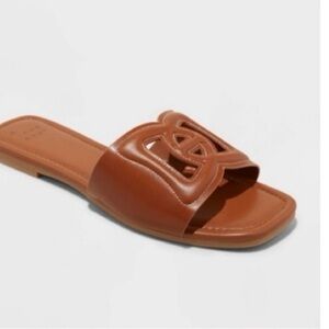 Women's Deidra Slide Sandals - a New Day™ Cognac Memory Foam Insole Size 6.5 new